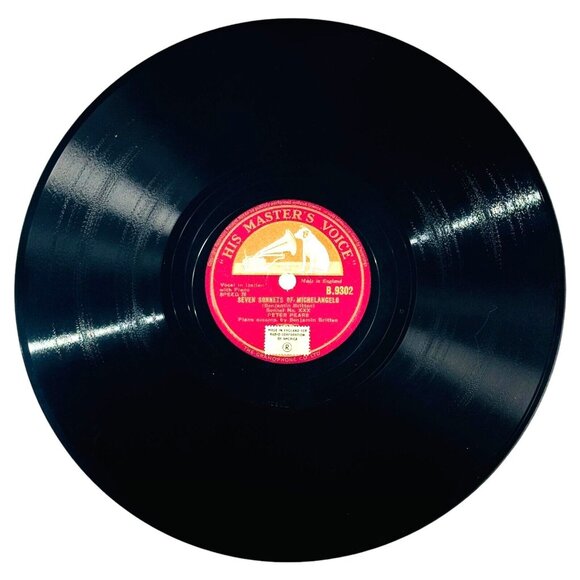 Peter Pears Seven Sonnets Of Michelangelo 10in Shellac 78 RPM HMV B.9302 Vintage - Picture 1 of 4